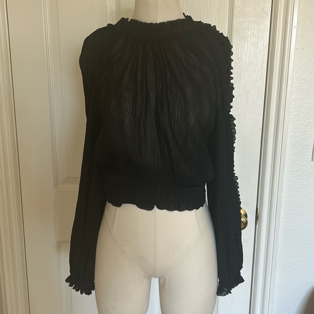 All Saints black sheer chiffon blouse